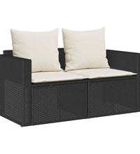 5-tlg. Garten-Sofagarnitur Kissen Stapelbar Schwarz Poly Rattan