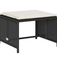 5-tlg. Garten-Sofagarnitur Kissen Stapelbar Schwarz Poly Rattan