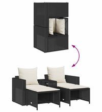 5-tlg. Garten-Sofagarnitur Kissen Stapelbar Schwarz Poly Rattan