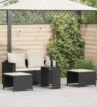 5-tlg. Garten-Sofagarnitur Kissen Stapelbar Schwarz Poly Rattan