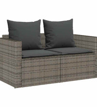 5-tlg. Garten-Sofagarnitur Kissen Stapelbar Grau Poly Rattan