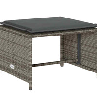 5-tlg. Garten-Sofagarnitur Kissen Stapelbar Grau Poly Rattan