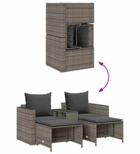 5-tlg. Garten-Sofagarnitur Kissen Stapelbar Grau Poly Rattan