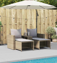 5-tlg. Garten-Sofagarnitur Kissen Stapelbar Beige Poly Rattan