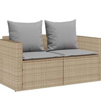 5-tlg. Garten-Sofagarnitur Kissen Stapelbar Beige Poly Rattan