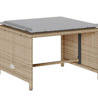 5-tlg. Garten-Sofagarnitur Kissen Stapelbar Beige Poly Rattan