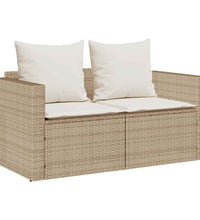 5-tlg. Garten-Sofagarnitur Kissen Stapelbar Beige Poly Rattan