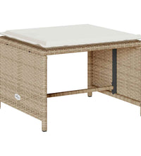 5-tlg. Garten-Sofagarnitur Kissen Stapelbar Beige Poly Rattan