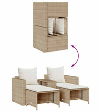 5-tlg. Garten-Sofagarnitur Kissen Stapelbar Beige Poly Rattan