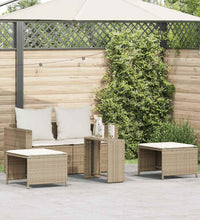5-tlg. Garten-Sofagarnitur Kissen Stapelbar Beige Poly Rattan