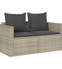 5tlg. Garten-Sofagarnitur Kissen Stapelbar Hellgrau Poly Rattan