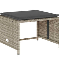 5tlg. Garten-Sofagarnitur Kissen Stapelbar Hellgrau Poly Rattan