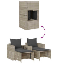 5tlg. Garten-Sofagarnitur Kissen Stapelbar Hellgrau Poly Rattan