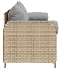 Gartensofa mit Kissen 3-Sitzer Beige Poly Rattan