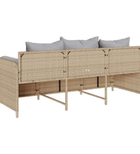 Gartensofa mit Kissen 3-Sitzer Beige Poly Rattan