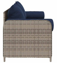 Gartensofa mit Kissen 3-Sitzer Grau Poly Rattan