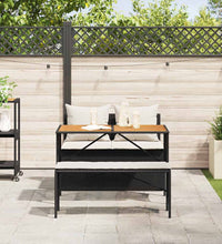 3-tlg. Garten-Essgruppe mit Kissen Schwarz Poly Rattan