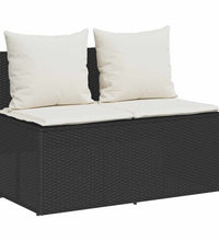 3-tlg. Garten-Essgruppe mit Kissen Schwarz Poly Rattan