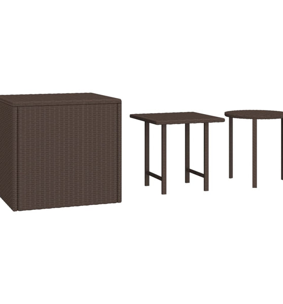 Garten-Beistelltische 3 Stk. Braun Poly Rattan