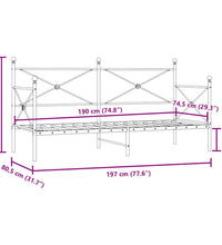 Tagesbett ohne Matratze Schwarz 75x190 cm Stahl