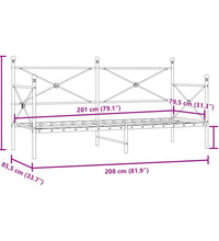 Tagesbett ohne Matratze Schwarz 80x200 cm Stahl