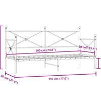 Tagesbett ohne Matratze Schwarz 90x190 cm Stahl