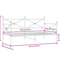 Tagesbett ohne Matratze Schwarz 100x190 cm Stahl