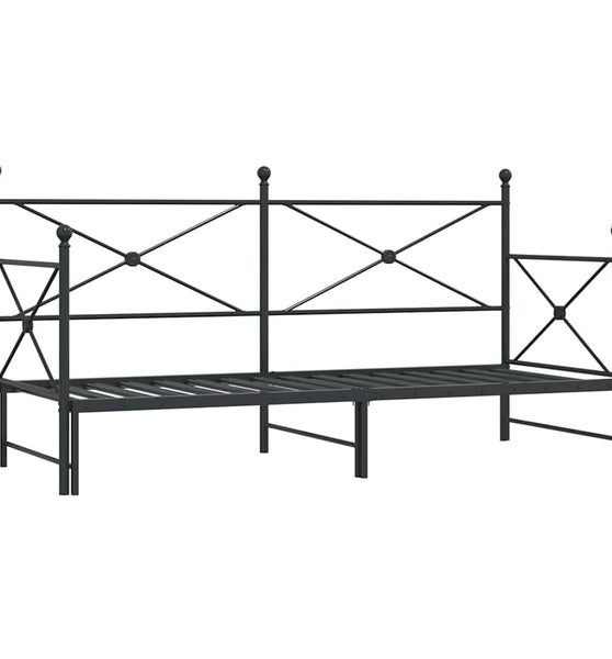 Tagesbett Ausziehbar ohne Matratze Schwarz 75x190 cm Stahl