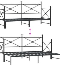 Tagesbett Ausziehbar ohne Matratze Schwarz 75x190 cm Stahl