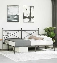 Tagesbett Ausziehbar ohne Matratze Schwarz 80x200 cm Stahl