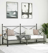 Tagesbett Ausziehbar ohne Matratze Schwarz 80x200 cm Stahl