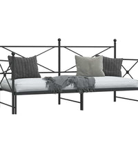 Tagesbett Ausziehbar ohne Matratze Schwarz 80x200 cm Stahl
