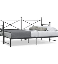 Tagesbett Ausziehbar ohne Matratze Schwarz 80x200 cm Stahl