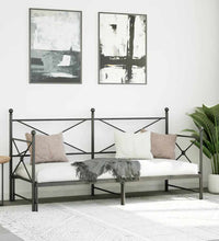 Tagesbett Ausziehbar ohne Matratze Schwarz 90x190 cm Stahl