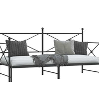Tagesbett Ausziehbar ohne Matratze Schwarz 90x190 cm Stahl