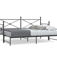 Tagesbett Ausziehbar ohne Matratze Schwarz 90x190 cm Stahl