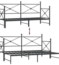 Tagesbett Ausziehbar ohne Matratze Schwarz 90x200 cm Stahl