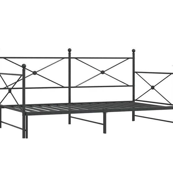 Tagesbett Ausziehbar ohne Matratze Schwarz 100x190 cm Stahl