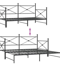 Tagesbett Ausziehbar ohne Matratze Schwarz 100x190 cm Stahl