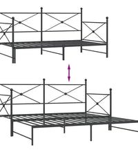 Tagesbett Ausziehbar ohne Matratze Schwarz 100x200 cm Stahl