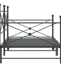 Tagesbett Ausziehbar ohne Matratze Schwarz 107x203 cm Stahl