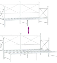 Tagesbett Ausziehbar ohne Matratze Weiß 75x190 cm Stahl