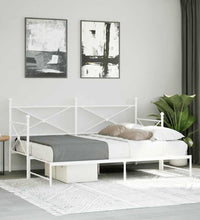 Tagesbett Ausziehbar ohne Matratze Weiß 90x190 cm Stahl