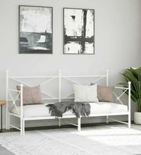 Tagesbett Ausziehbar ohne Matratze Weiß 90x190 cm Stahl