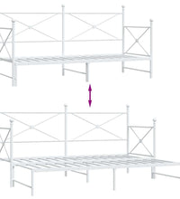 Tagesbett Ausziehbar ohne Matratze Weiß 90x200 cm Stahl