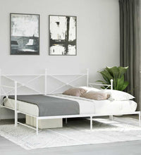 Tagesbett Ausziehbar ohne Matratze Weiß 100x190 cm Stahl