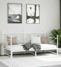 Tagesbett Ausziehbar ohne Matratze Weiß 100x190 cm Stahl