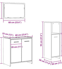 3-tlg. Badmöbel-Set Betongrau Holzwerkstoff