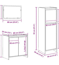 3-tlg. Badmöbel-Set Betongrau Holzwerkstoff