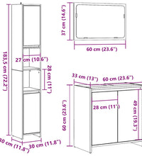 3-tlg. Badmöbel-Set Betongrau Holzwerkstoff